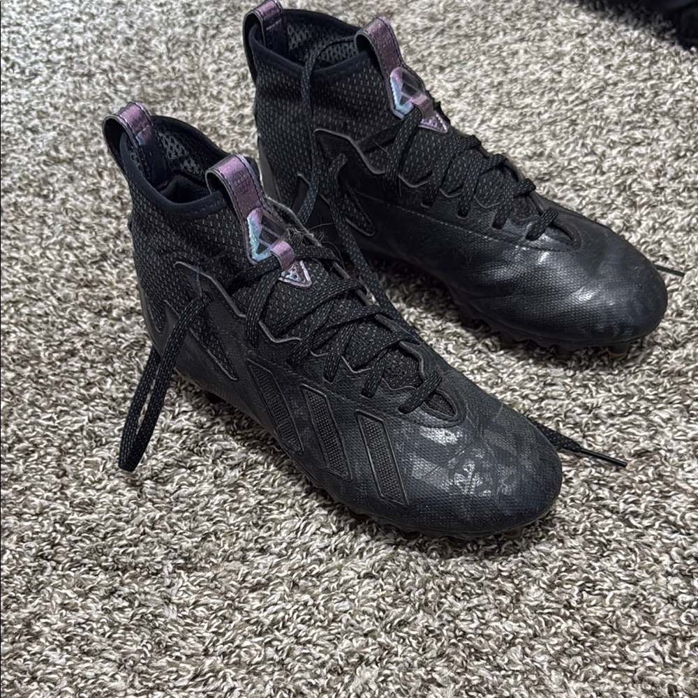 Black Soccer/football Cleats with Iridescent Accents